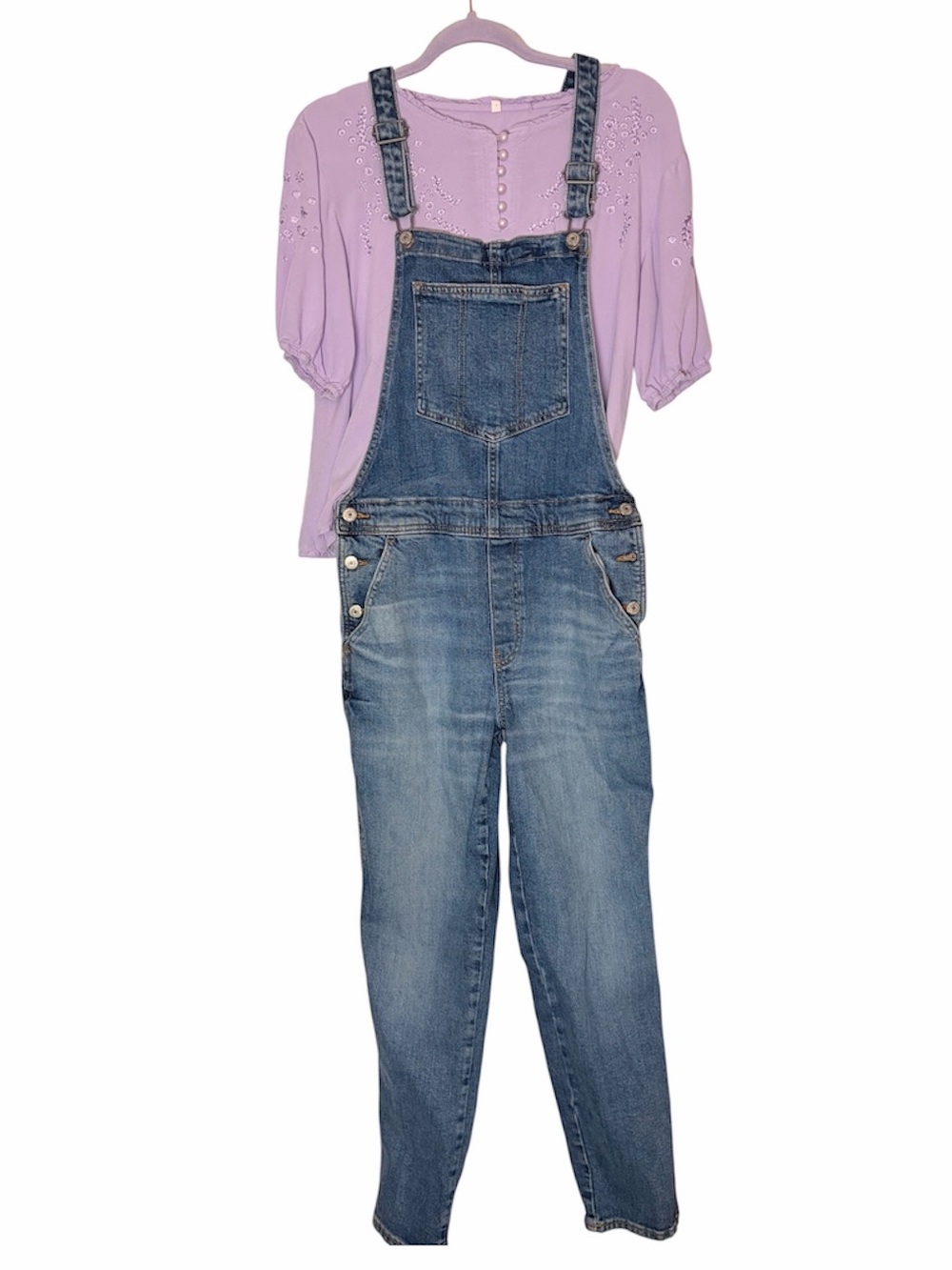Old Navy Classic Light Wash Straight Leg Denim Overalls - Picture 2 of 5